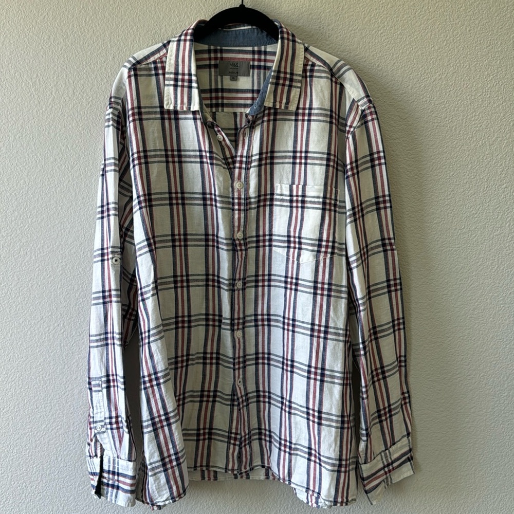 M&S Collection Linen Button Front Shirt Size XL